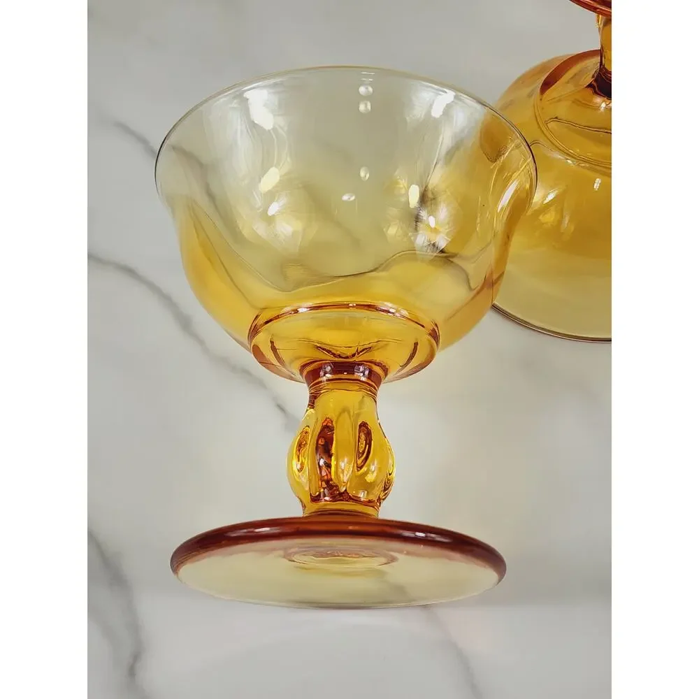 Tiffin Franciscan Amber Glass Sherbet Dessert 4